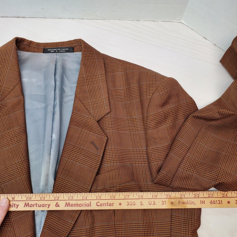 Paul Rodon Couture Zeidler & Zeidler Brown Glen Plaid Wool Blazer 42R Slovakia - Picture 9 of 13